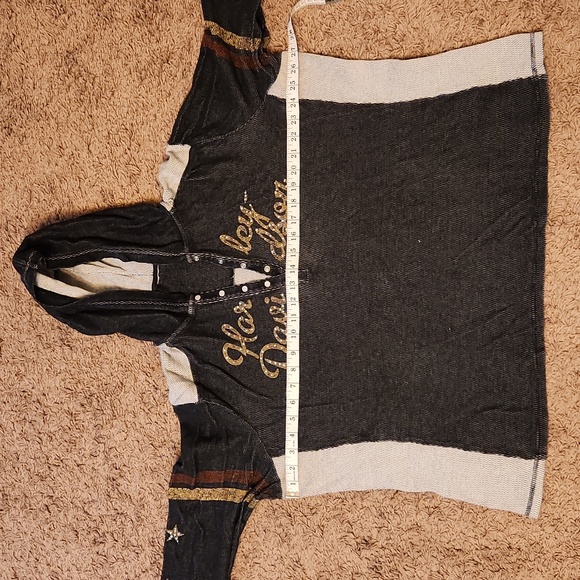 HARLEY-DAVIDSON WOMEN'S 1/4 BUTTON LONG SLEEVE HOODIE - Picture 6 of 7